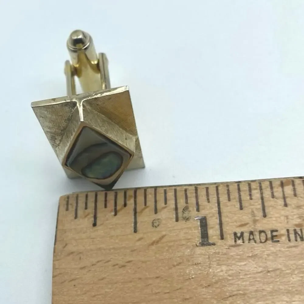 Abalone Shell Gold tone Rectangle Cufflinks Mens‎ Jewelry Business Dad